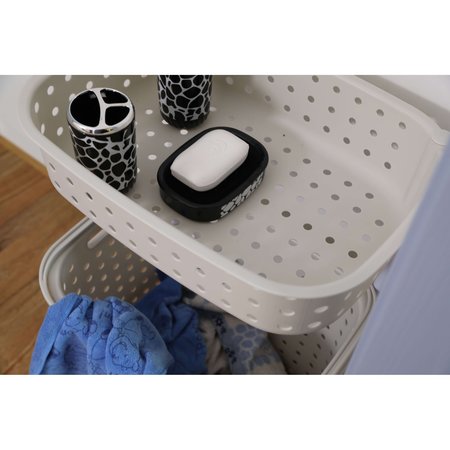 Basicwise 2 Tier Plastic Laundry Basket with Wheels QI003311